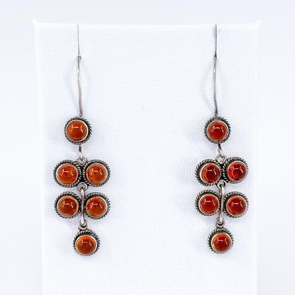 Citrine Cluster Dangle Earrings | Vintage Sterling Silver 925 - Picture 2 of 8